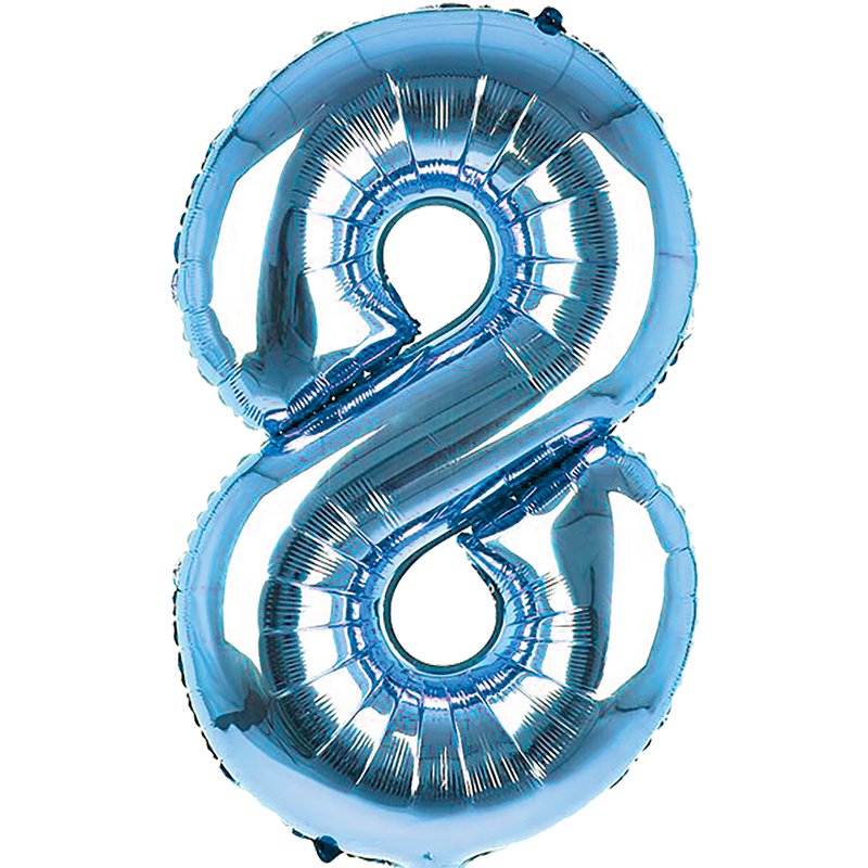 34IN LIGHT BLUE NUMBER 8 JUMBO FOIL