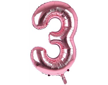 34IN LIGHT PINK NUMBER 3 JUMBO FOIL