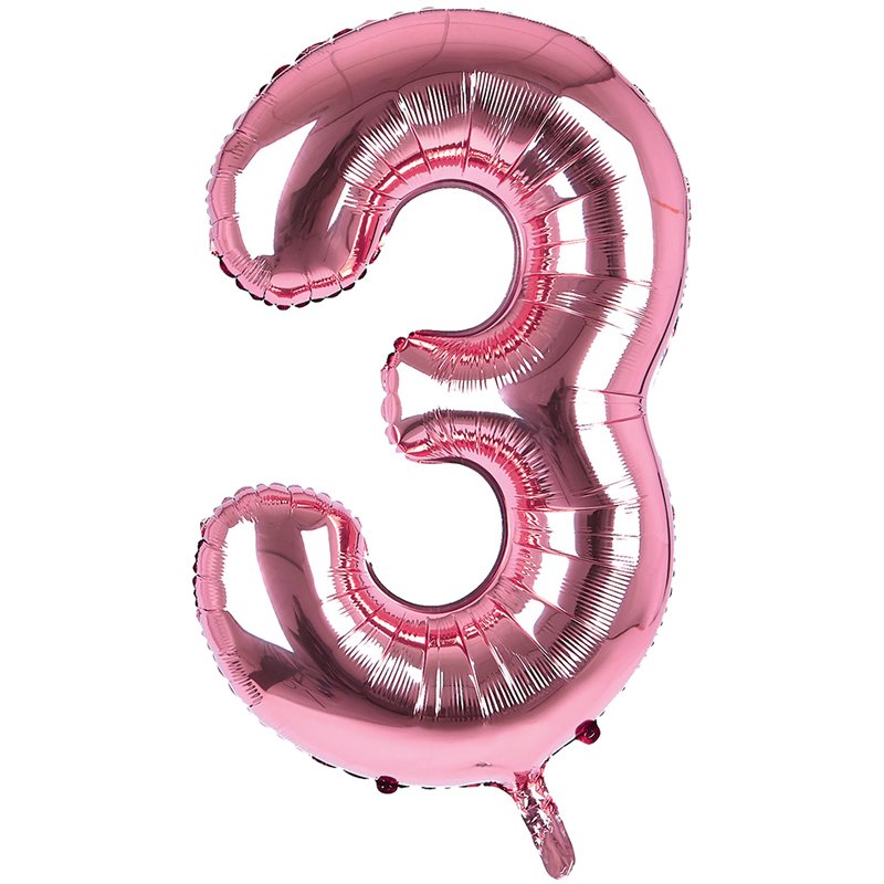 34IN LIGHT PINK NUMBER 3 JUMBO FOIL