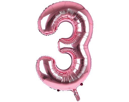 34IN LIGHT PINK NUMBER 3 JUMBO FOIL