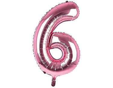34IN LIGHT PINK NUMBER 6 JUMBO FOIL
