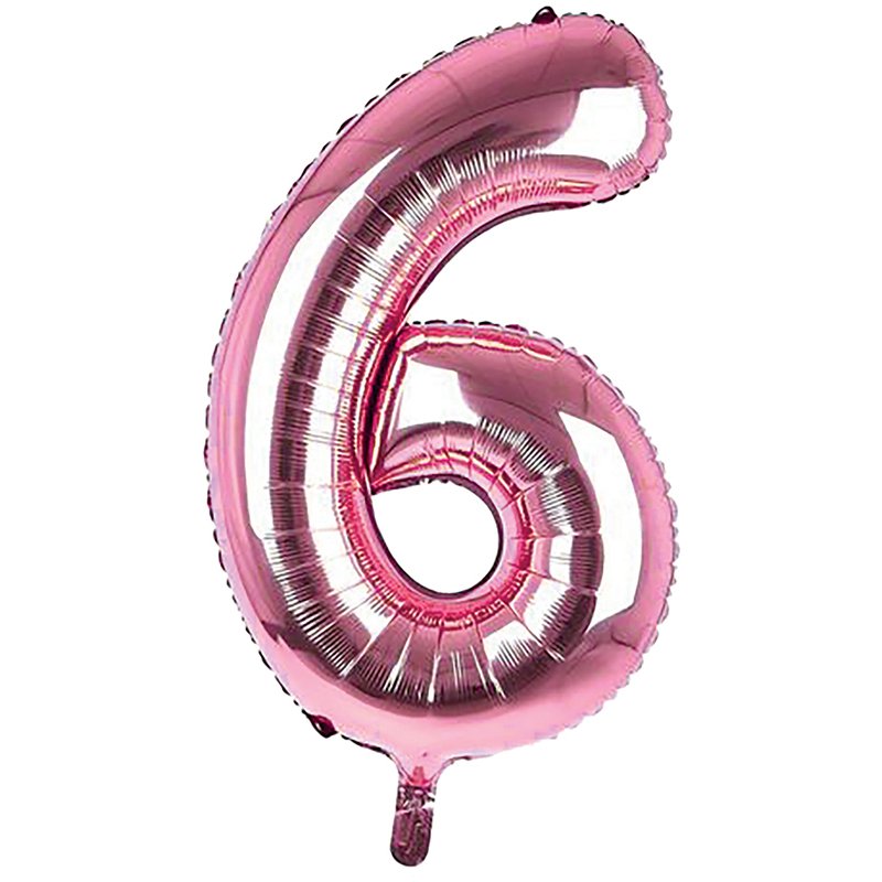 34IN LIGHT PINK NUMBER 6 JUMBO FOIL