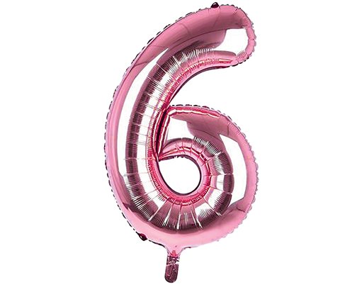 34IN LIGHT PINK NUMBER 6 JUMBO FOIL
