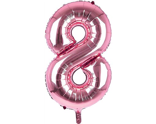 34IN LIGHT PINK NUMBER 8 JUMBO FOIL