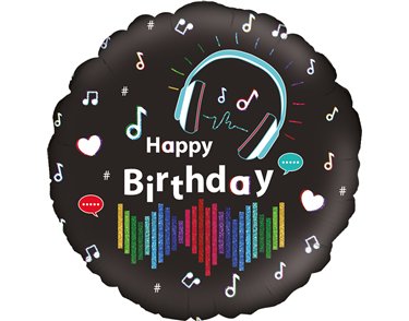 18in MEDIA MUSIC BIRTHDAY FOIL BALLOON