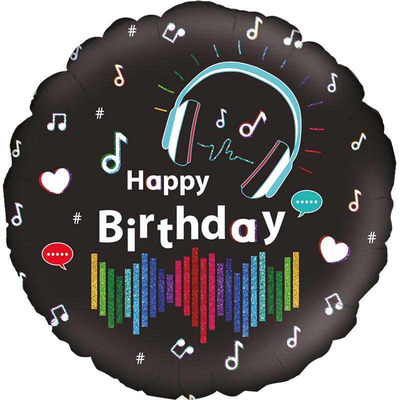 18in MEDIA MUSIC BIRTHDAY FOIL BALLOON