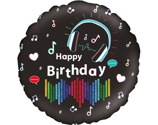 18in MEDIA MUSIC BIRTHDAY FOIL BALLOON