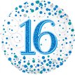 18in 16TH SPARKLING FIZZ BIRTHDAY BLUE FOIL BALLOON