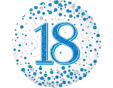 18in 18TH SPARKLING FIZZ BIRTHDAY BLUE FOIL BALLOON