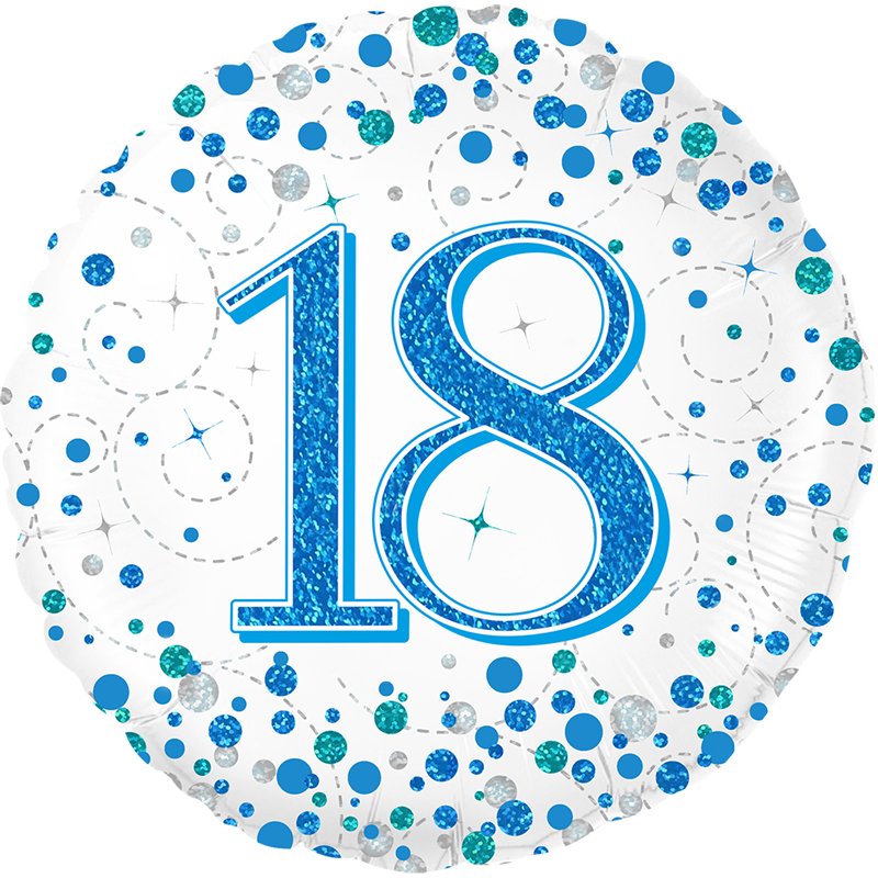 18in 18TH SPARKLING FIZZ BIRTHDAY BLUE FOIL BALLOON
