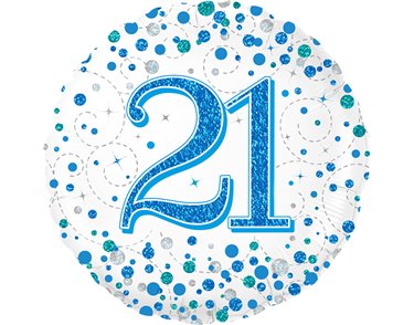 18in 21ST SPARKLING FIZZ BIRTHDAY BLUE FOIL BALLOON
