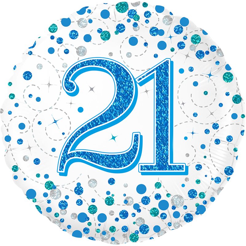 18in 21ST SPARKLING FIZZ BIRTHDAY BLUE FOIL BALLOON
