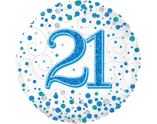 18in 21ST SPARKLING FIZZ BIRTHDAY BLUE FOIL BALLOON