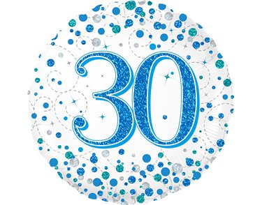 18in 30TH SPARKLING FIZZ BIRTHDAY BLUE FOIL BALLOON