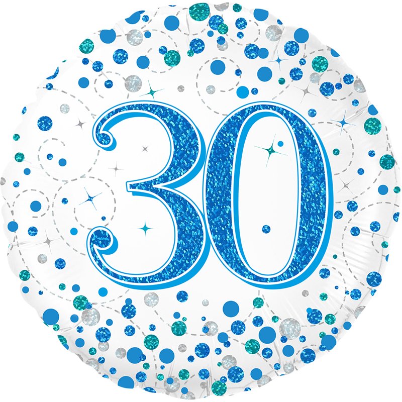 18in 30TH SPARKLING FIZZ BIRTHDAY BLUE FOIL BALLOON