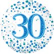 18in 30TH SPARKLING FIZZ BIRTHDAY BLUE FOIL BALLOON