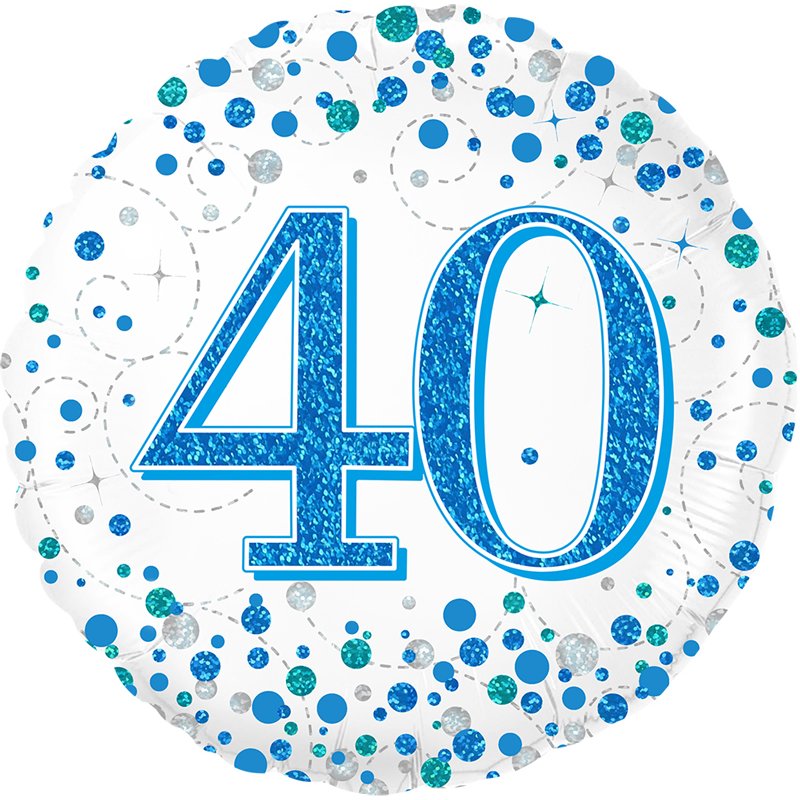 18in 40TH SPARKLING FIZZ BIRTHDAY BLUE FOIL BALLOON