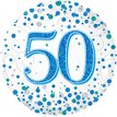 18in 50TH SPARKLING FIZZ BIRTHDAY BLUE FOIL BALLOON