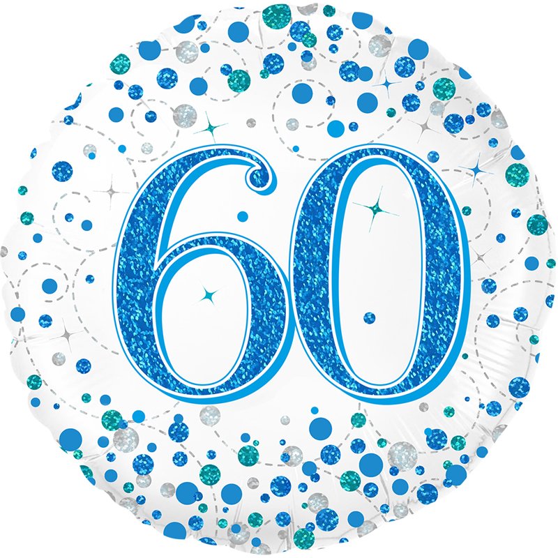 18in 60TH SPARKLING FIZZ BIRTHDAY BLUE FOIL BALLOON
