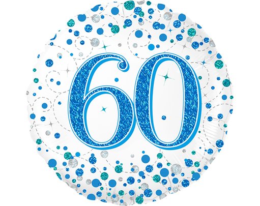 18in 60TH SPARKLING FIZZ BIRTHDAY BLUE FOIL BALLOON