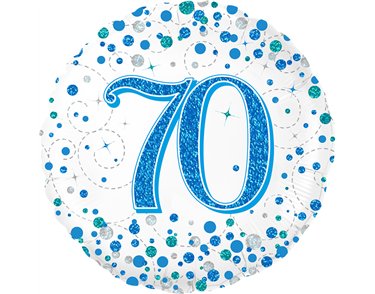 18in 70TH SPARKLING FIZZ BIRTHDAY BLUE FOIL BALLOON