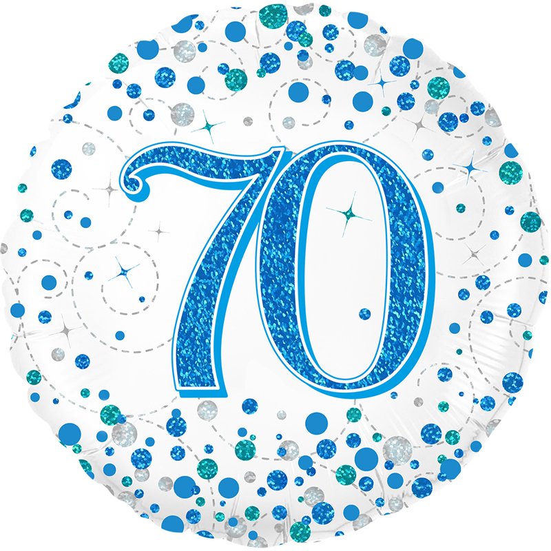 18in 70TH SPARKLING FIZZ BIRTHDAY BLUE FOIL BALLOON