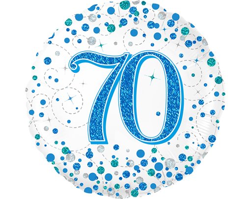 18in 70TH SPARKLING FIZZ BIRTHDAY BLUE FOIL BALLOON