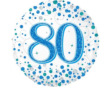 18in 80TH SPARKLING FIZZ BIRTHDAY BLUE FOIL BALLOON
