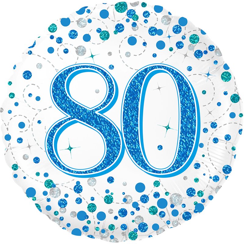 18in 80TH SPARKLING FIZZ BIRTHDAY BLUE FOIL BALLOON