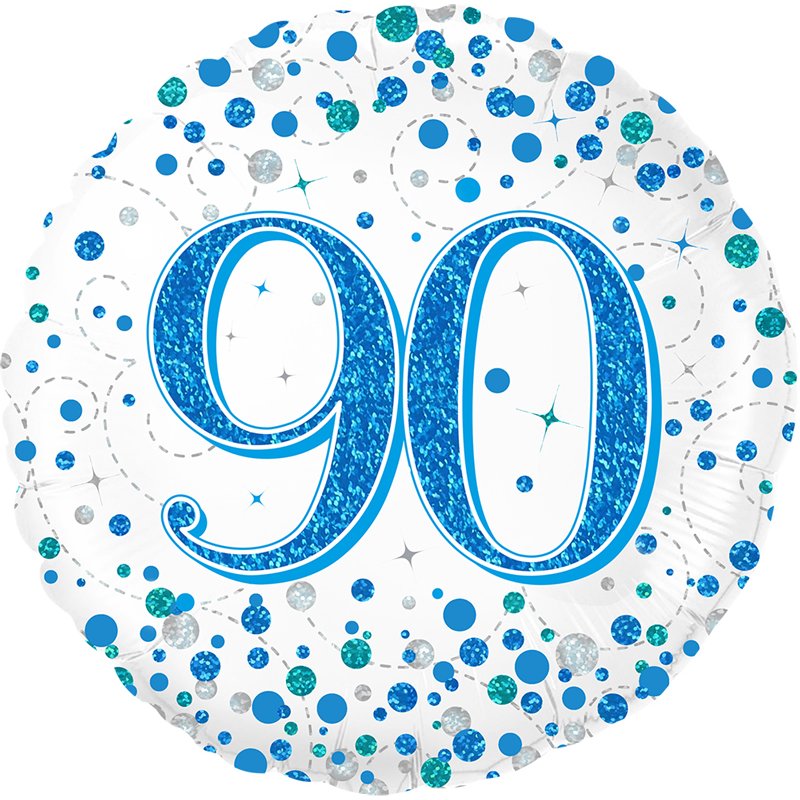 18in 90TH SPARKLING FIZZ BIRTHDAY BLUE FOIL BALLOON
