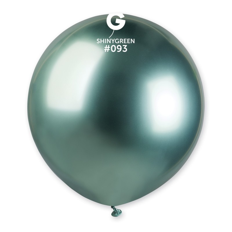 25PK 19in GREEN SHINY BALLOONS GEMAR LATEX