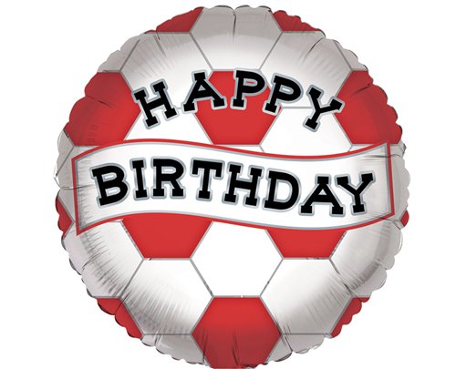 18in RED AND WHITE BIRTHDAY FOIL BALLOON