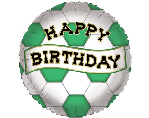 18in GREEN AND WHITE BIRTHDAY FOIL BALLOON