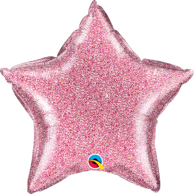 20in GLITTERGRAPHIC PINK STAR FOIL BALLOON