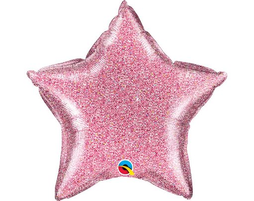 20in GLITTERGRAPHIC PINK STAR FOIL BALLOON
