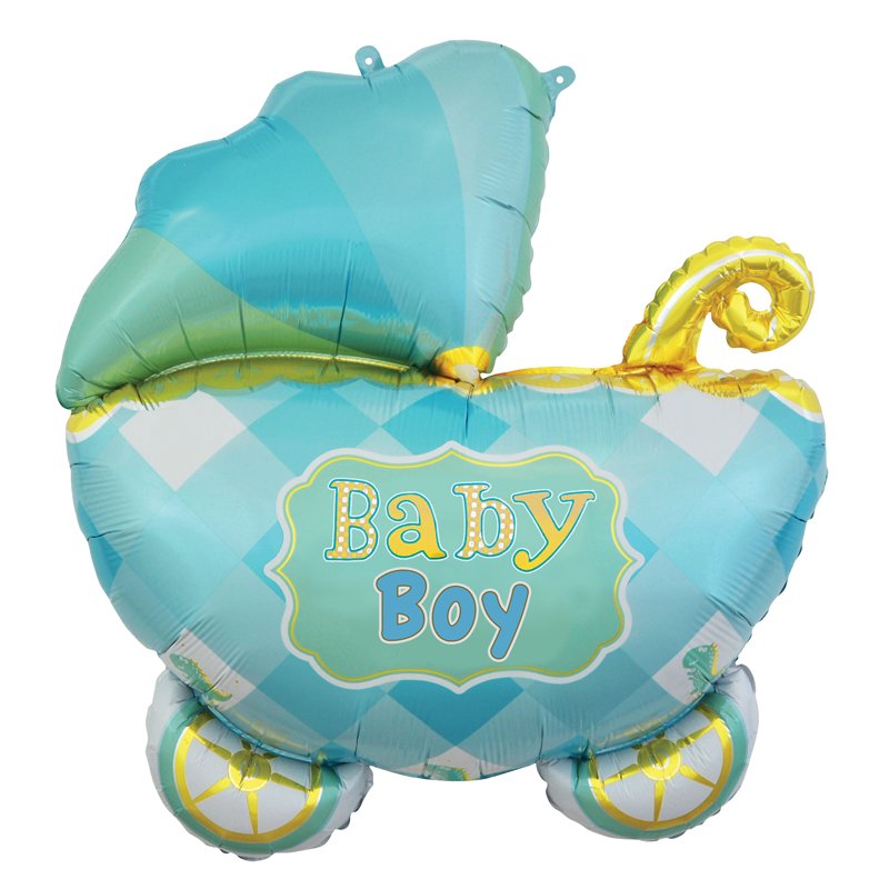 35in BABY BOY CARRIAGE JUMBO FOIL BALLOON