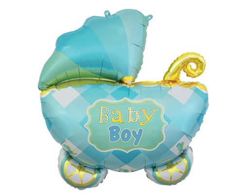 35in BABY BOY CARRIAGE JUMBO FOIL BALLOON