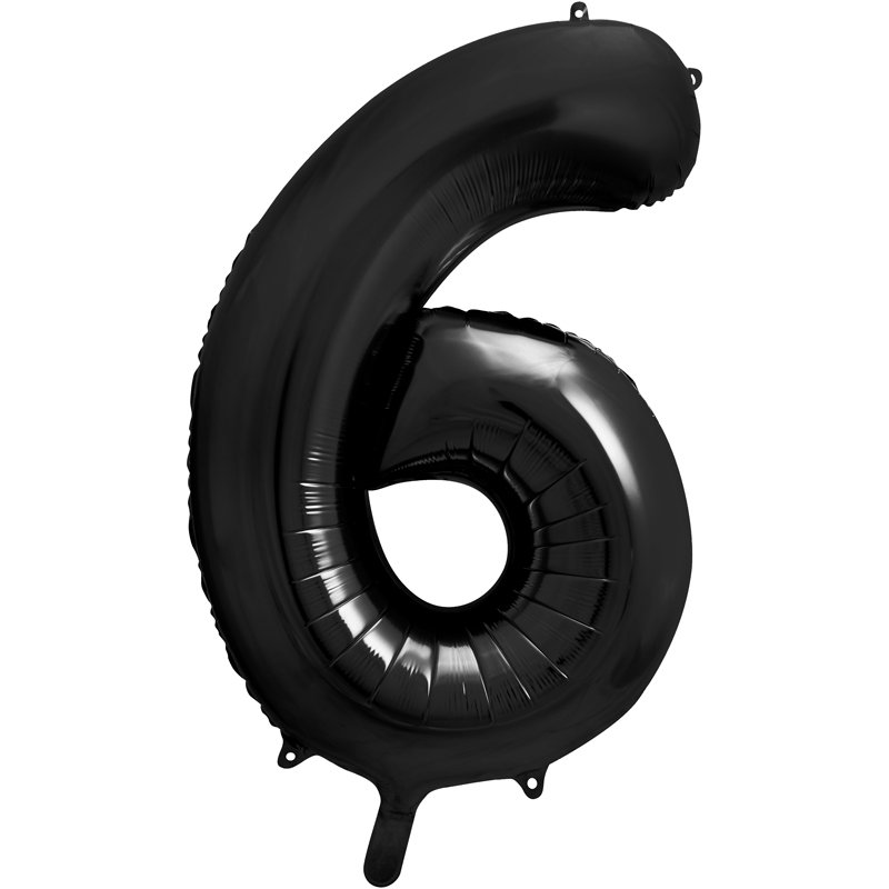 86cm BLACK NUMBER 6 FOIL BALLOON