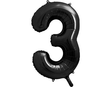 86cm BLACK NUMBER 3 FOIL BALLOON