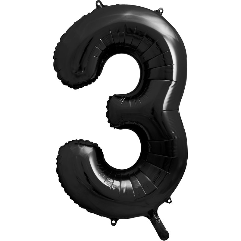 86cm BLACK NUMBER 3 FOIL BALLOON