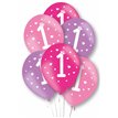 6PK 27cm AGE 1 PINK BALLOONS