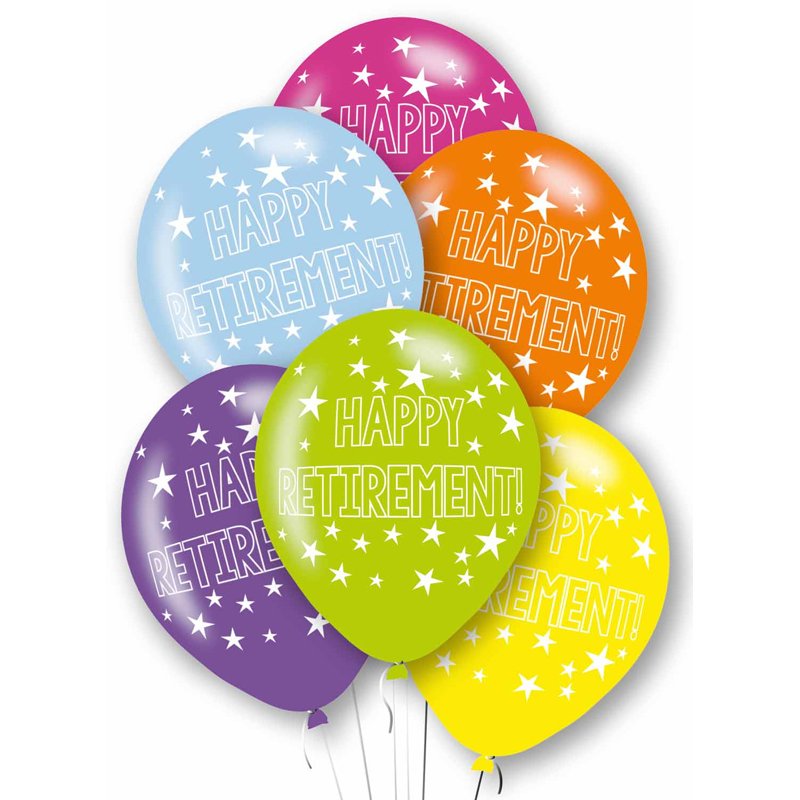 6PK 27cm RETIREMENT BALLOONS
