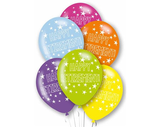 6PK 27cm RETIREMENT BALLOONS