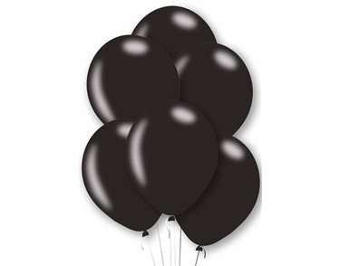 10PK 27cm PEARL BLACK BALLOONS