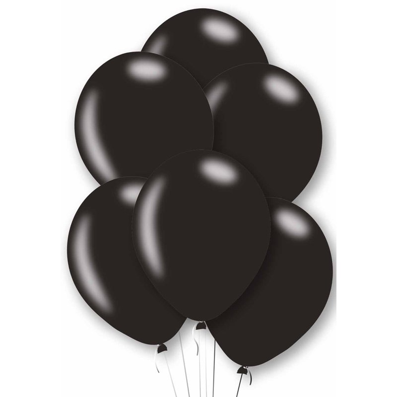 10PK 27cm PEARL BLACK BALLOONS