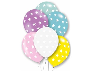 6PK 27cm STARS BALLOONS