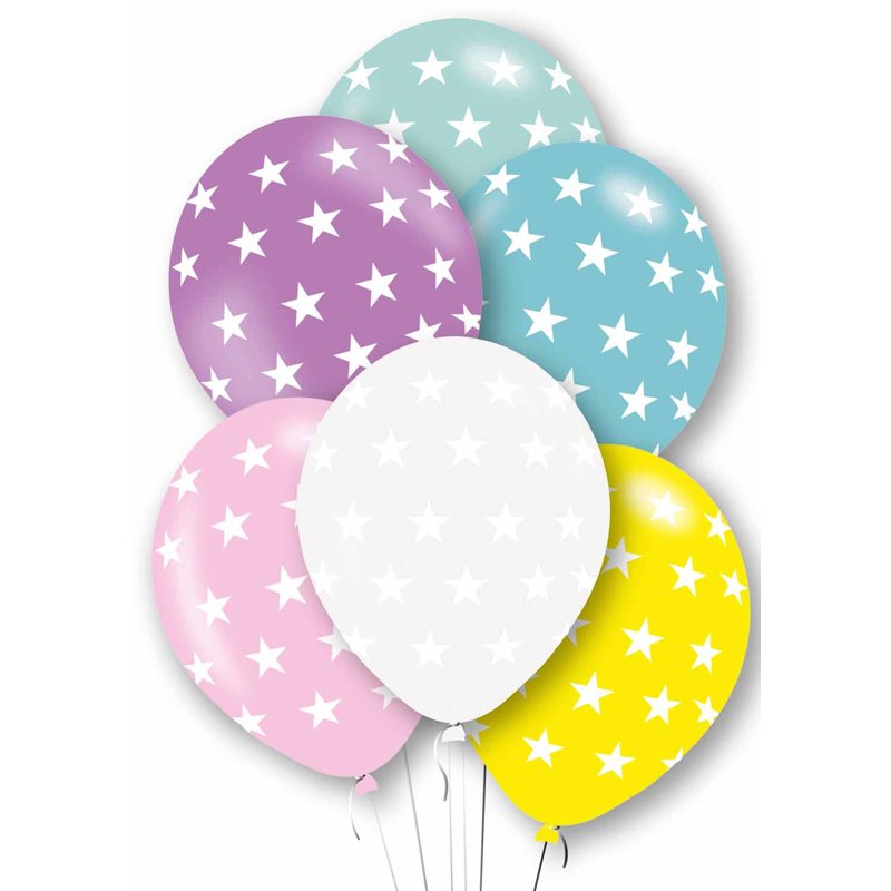6PK 27cm STARS BALLOONS