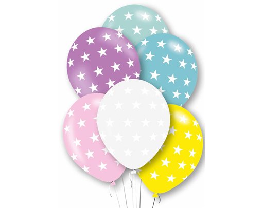 6PK 27cm STARS BALLOONS
