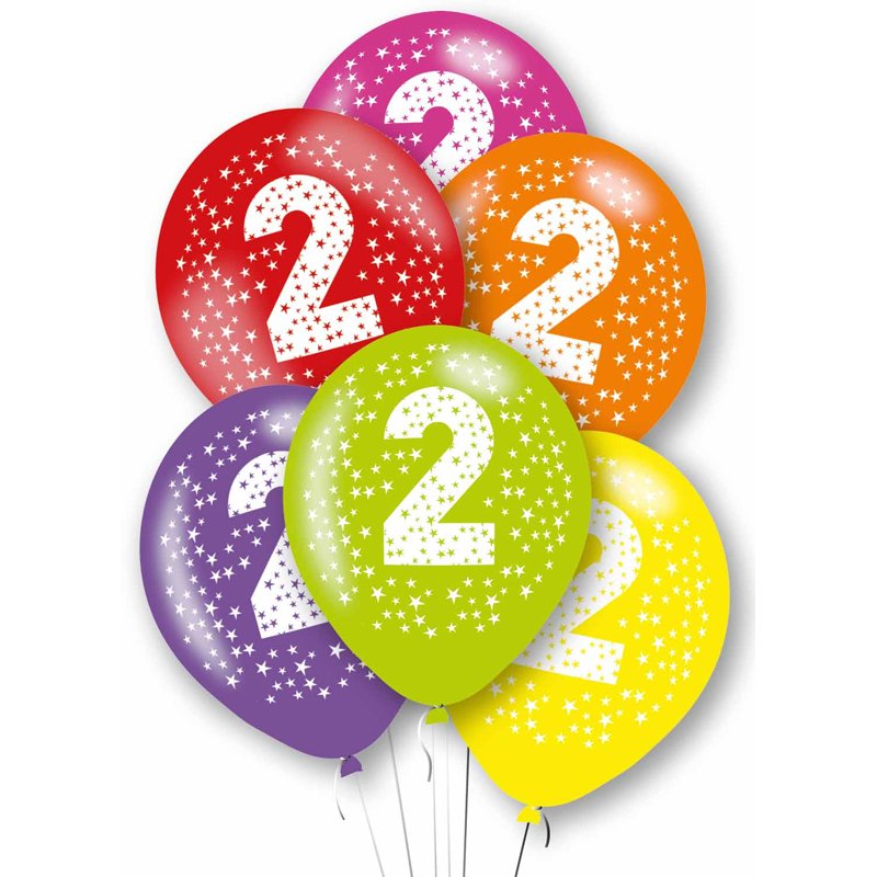 6PK 27cm AGE 2 BALLOONS