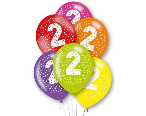 6PK 27cm AGE 2 BALLOONS